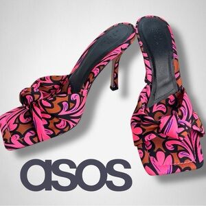 ASOS DESIGN Nadina knotted high heeled mules Sz 9